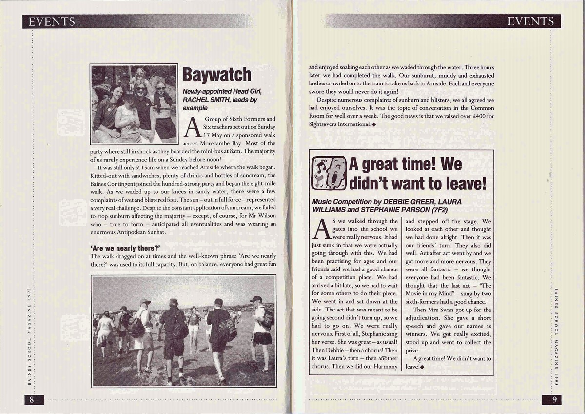 Baywatch  Morecambe Bay Walk  The Poultonian 1998 p.8 & p9